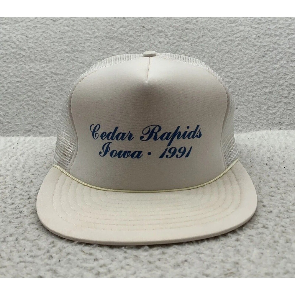 VTG San Sun Blockhead Trucker Hat Snapback Cedar Rapids Iowa 1991 White Foam Dad